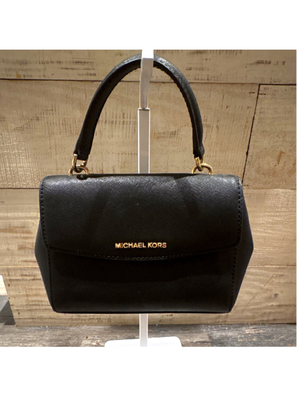 Michael Kors Ava XS Small Crossbody Satchel Black Gold Detachable Strap